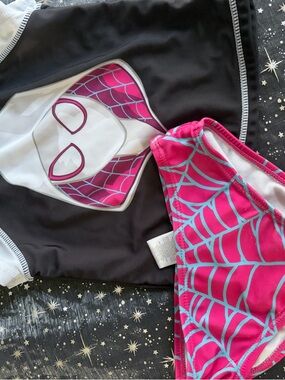 Spiderman Kids Swim Rashguard in Black and Pink